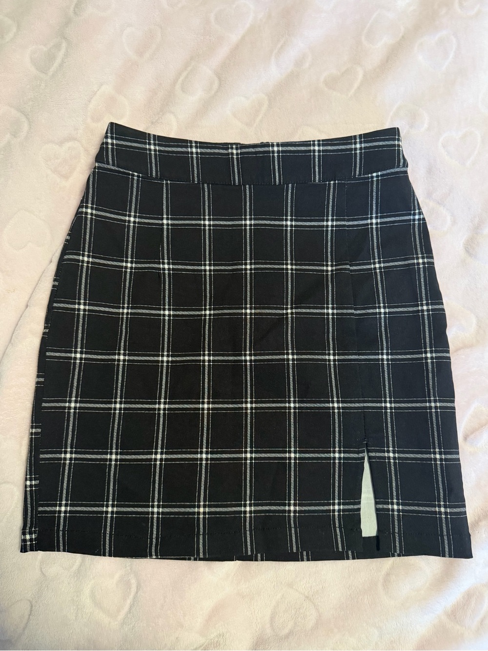 Garage Black and White Plaid Mini Skirt with Side Slit
